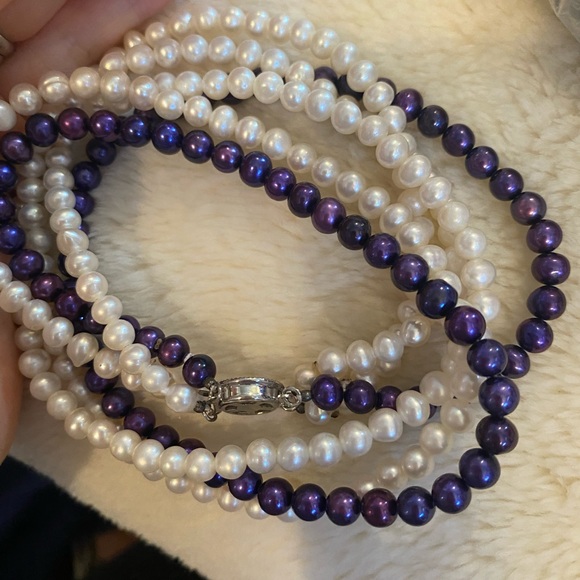 3 layers Genuine Fresh Water pearl necklace muti color - Picture 5 of 7